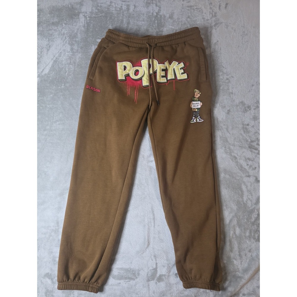 Reason Popeye Sweatpants Men 2XL Brown Good Graphic Jogger Fleece BK0348